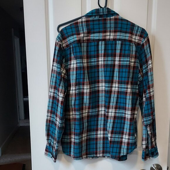 Coleman teal and red plaid flannel shirt - Picture 5 of 7